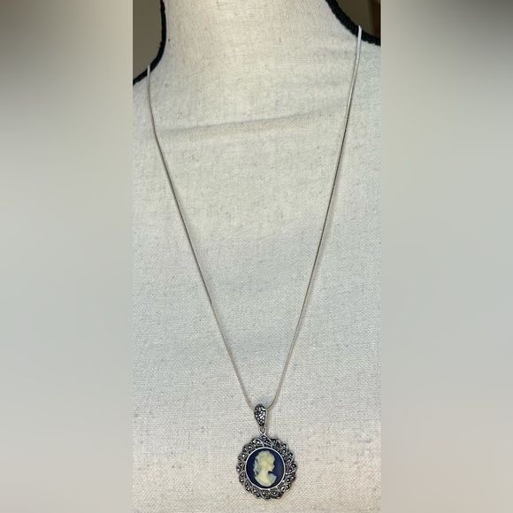 925 cameo marcasite 925 chain - Picture 5 of 12